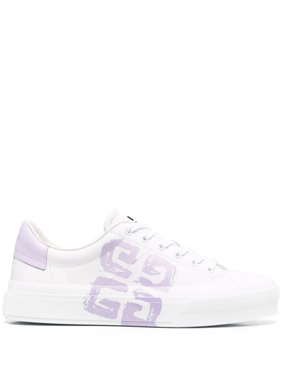 Shop Givenchy 4g Print Lace-up Sneakers In White