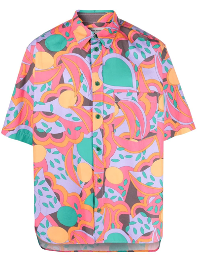 Shop Isabel Marant Abstract-print Short-sleeve Shirt In Violett