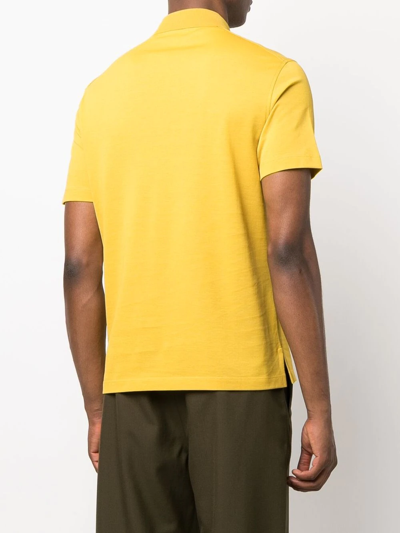 Shop Ermenegildo Zegna Embroidered-logo Cotton Polo Shirt In Gelb