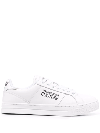 Shop Versace Jeans Couture Logo-print Sneakers In White