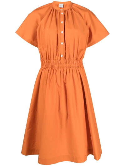 Shop Paul Smith Button-up Midi Dress In Orange