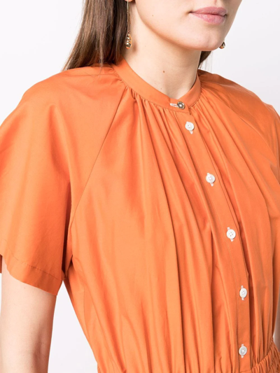 Shop Paul Smith Button-up Midi Dress In Orange
