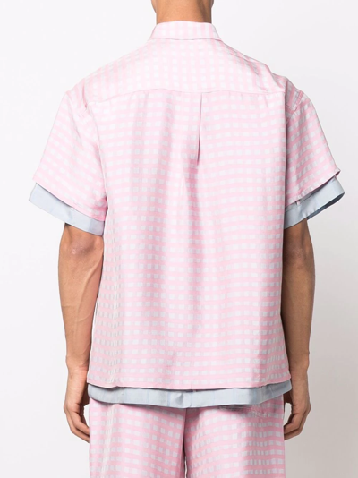 Shop Jacquemus Check Short-sleeve Shirt In Rosa