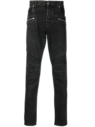 Shop Balmain Slim-fit Faded Jeans In Schwarz