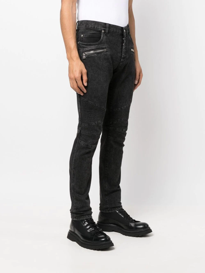 Shop Balmain Slim-fit Faded Jeans In Schwarz