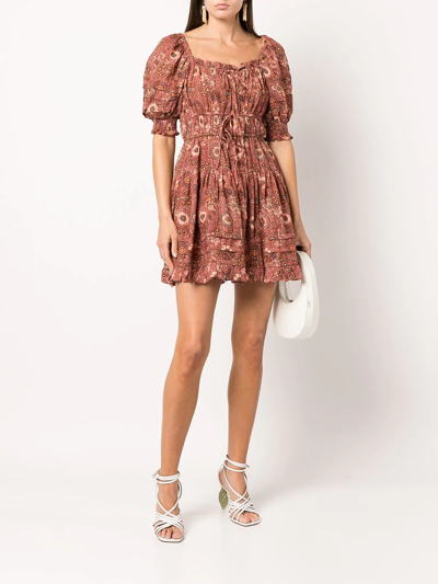 Shop Ulla Johnson Juniper Ruched Mini Dress In Braun