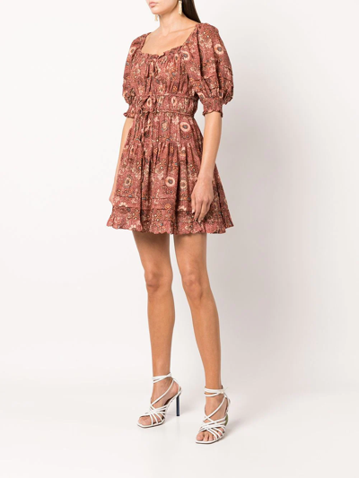 Shop Ulla Johnson Juniper Ruched Mini Dress In Braun