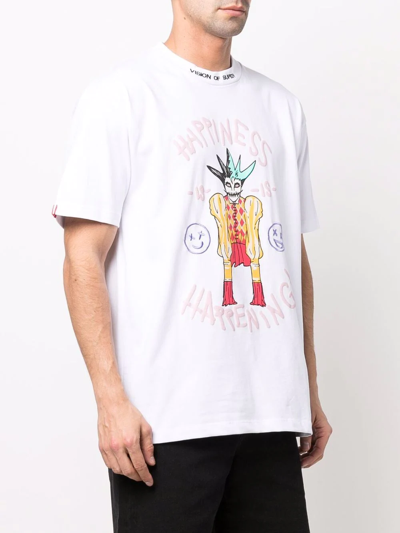 Shop Vision Of Super Graphic-print Cotton T-shirt In Weiss