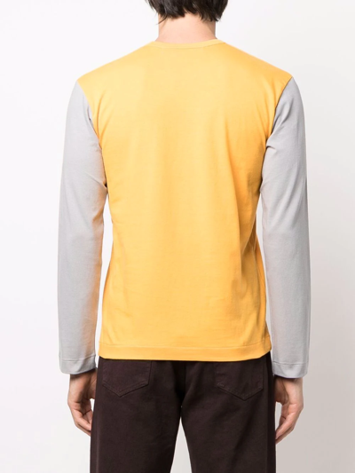 Comme Des Garçons Play Logo-embroidered Colour-block T-shirt In Orange