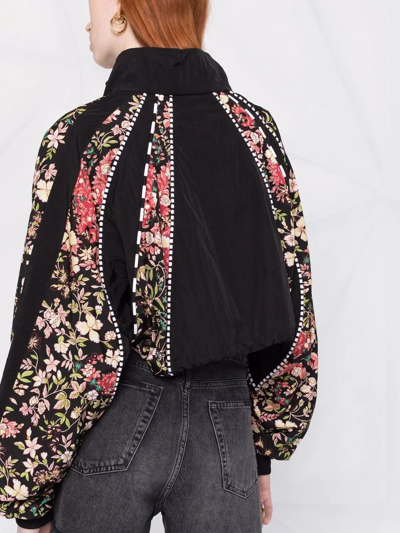 Shop Etro Floral-pattern Cropped Jacket In Schwarz