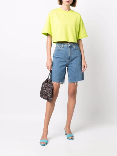 Msgm Logo-print Cropped T-shirt In Grün