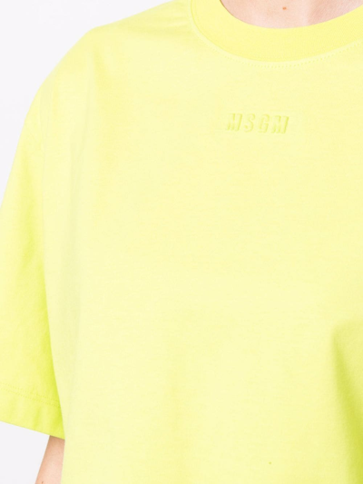 Msgm Logo-print Cropped T-shirt In Grün