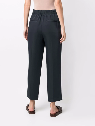 Shop Vince Pleated Cropped Trousers In Grau