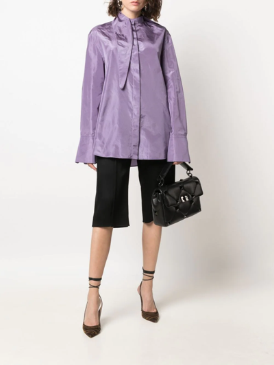 Shop Valentino Tied-neck Silk Shirt In Violett