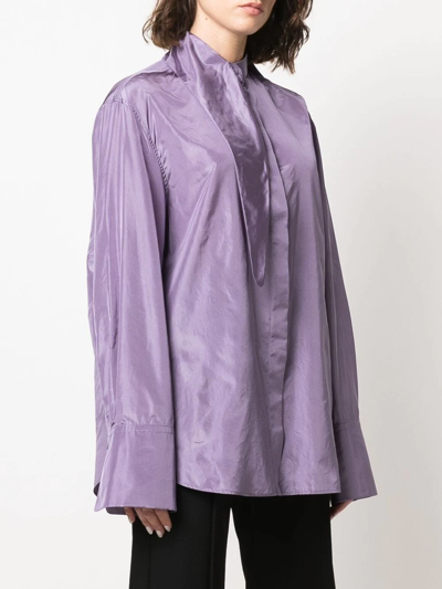 Shop Valentino Tied-neck Silk Shirt In Violett