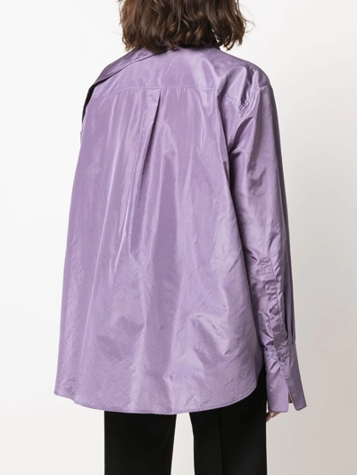 Shop Valentino Tied-neck Silk Shirt In Violett