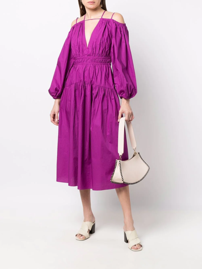 Shop Ulla Johnson Cutout Cold-shoulder Midi Dress In Violett