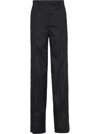 Shop Prada Straight-leg Silk Trousers In Black