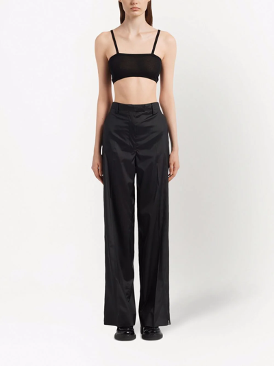 Shop Prada Straight-leg Silk Trousers In Black
