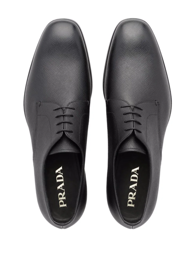 Shop Prada Saffiano Leather Derby Shoes In Black