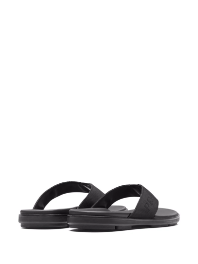 Shop Prada Logo Motif Leather Flip Flops In Black