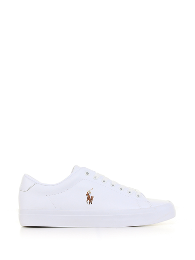 Shop Polo Ralph Lauren Sneaker In Leathe With Logo In White/white