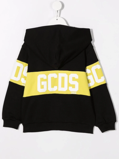 Gcds Logo-print Zip-up Hoodie In Black