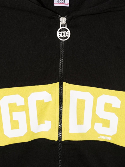 Gcds Logo-print Zip-up Hoodie In Black