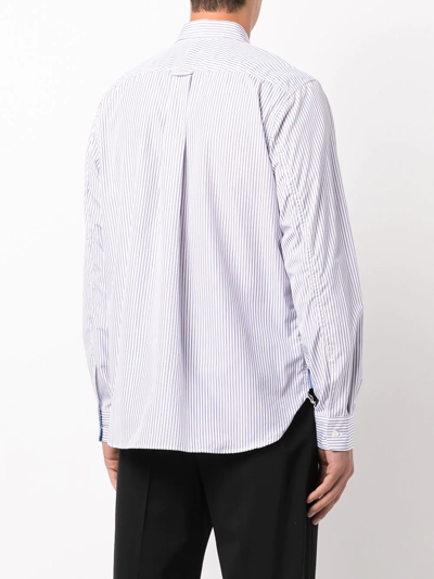 Junya Watanabe Striped Patchwork Long-sleeve Shirt In Blue