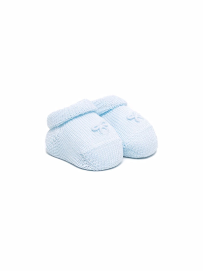 Shop Siola Bow-detail Knitted Slippers In Blue