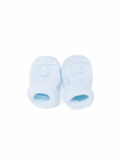 Shop Siola Bow-detail Knitted Slippers In Blue