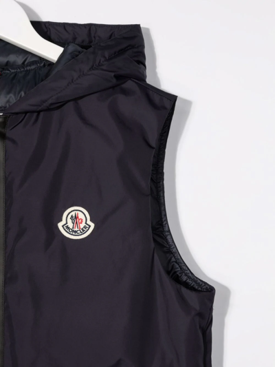 Shop Moncler Teen Logo-patch Hooded Gilet In Blue