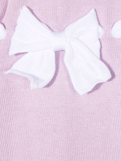 Siola Bow-detail Ribbed-knit Romper In Purple
