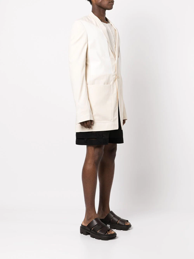 Shop Rick Owens Patchwork Single-breasted Blazer In Neutrals