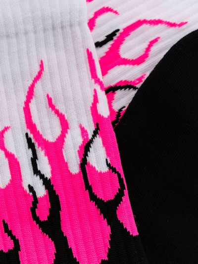 Shop Vision Of Super Flame-print Ankle Socks In Black