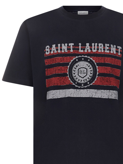 Shop Saint Laurent T-shirts And Polos Blue