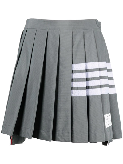 Shop Thom Browne 4-bar Stripe Pleated Skirt In Grey