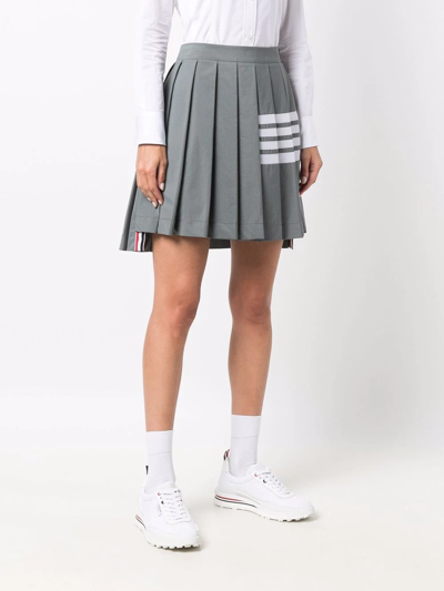 Shop Thom Browne 4-bar Stripe Pleated Skirt In Grey