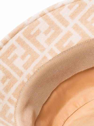 Shop Fendi Ff Monogram-print Bucket Hat In Neutrals