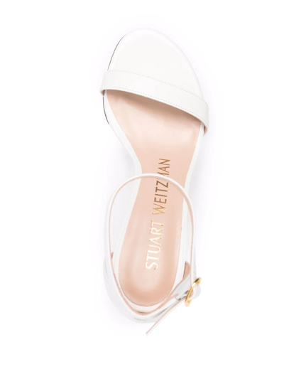 Stuart Weitzman Nunakedstraight 100mm Round-toe Sandals In White
