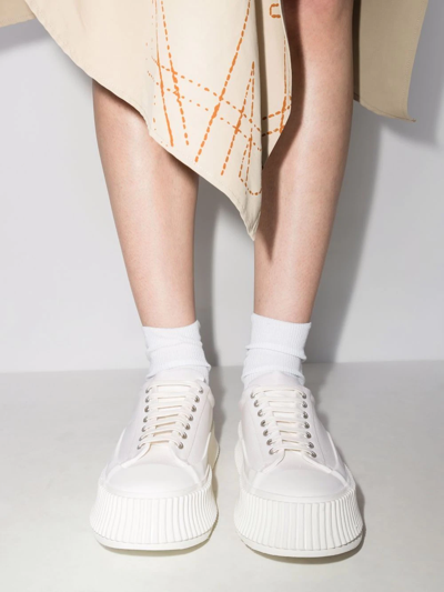 Shop Jil Sander Olona Flatform Sneakers In White