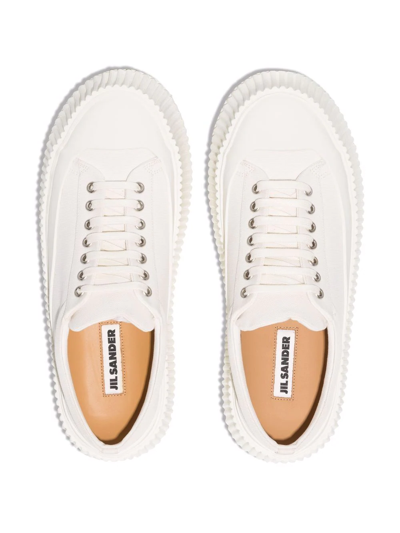 Shop Jil Sander Olona Flatform Sneakers In White