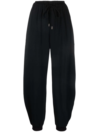 Shop Chloé Drawstring-waist Cuffed Trousers In Black