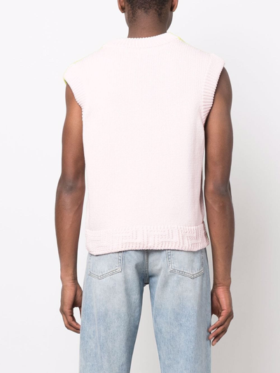 Shop Versace Logo-crest Knit Vest In Pink