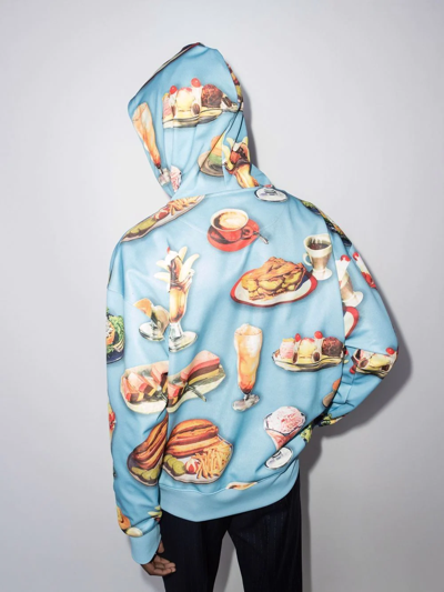 Shop Moschino Diner Group-print Hoodie In Blue