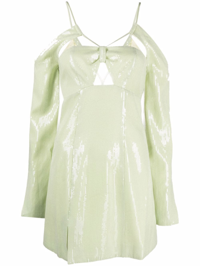 Shop Alice Mccall Sequin-embellished Cut-out Mini Dress In Green