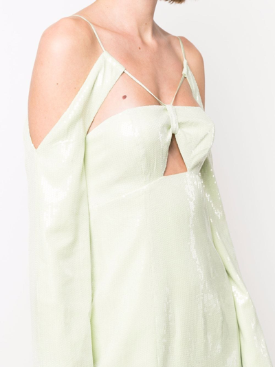 Shop Alice Mccall Sequin-embellished Cut-out Mini Dress In Green