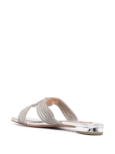 Shop Aquazzura Gatsby Flat Sandals In Silver