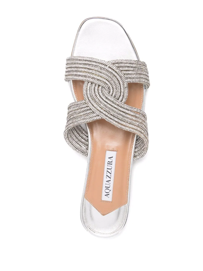 Shop Aquazzura Gatsby Flat Sandals In Silver