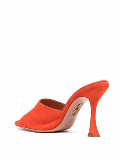 Shop Aquazzura Violette 95mm Suede Mules In Orange